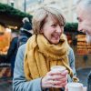 Mature couple dating at winter market