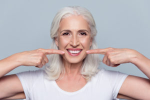 older woman with white smile straight teeth